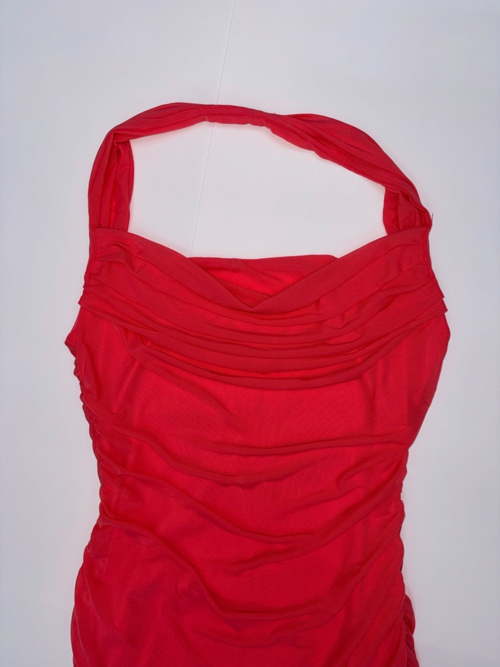Stretchy Halter Ruched Pink Mini Dress - Picture 2 of 6